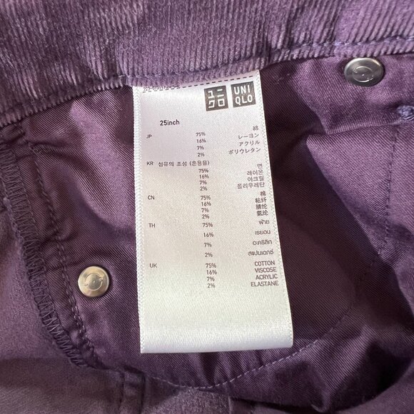Uniqlo Purple corduroy pants Size 25 Excellent Condition - Picture 4 of 4